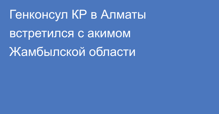 Генконсул КР в Алматы встретился с акимом Жамбылской области