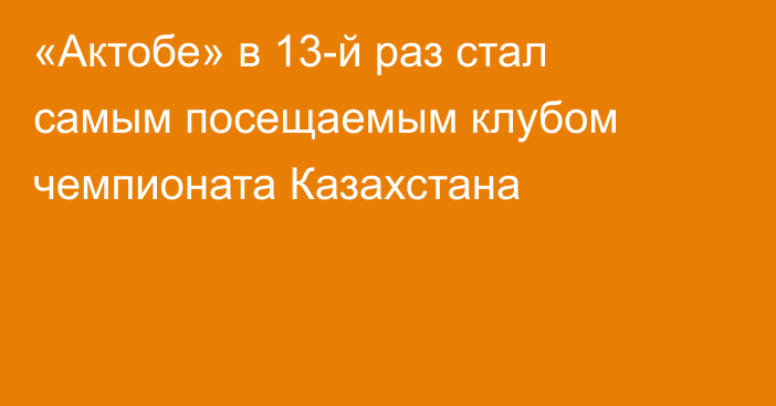 «Актобе» в 13-й раз стал самым посещаемым клубом чемпионата Казахстана