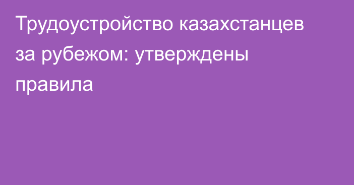 Трудоустройство казахстанцев за рубежом: утверждены правила