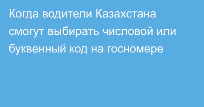 Когда водители Казахстана смогут выбирать числовой или буквенный код на госномере