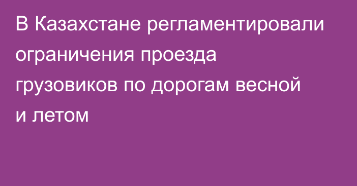 В Казахстане регламентировали ограничения проезда грузовиков по дорогам весной и летом