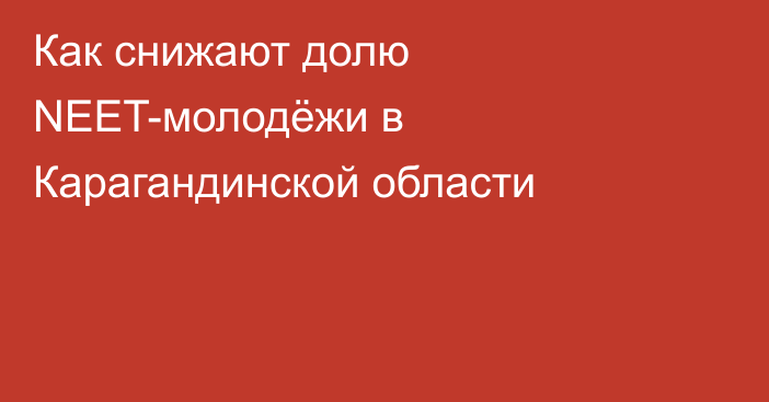 Как снижают долю NEET-молодёжи в Карагандинской области