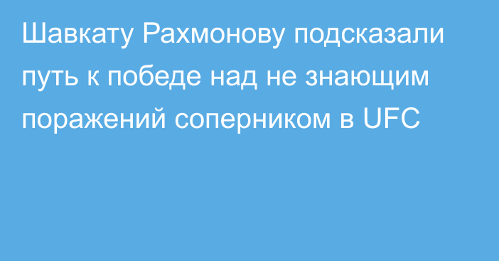 Шавкату Рахмонову подсказали путь к победе над не знающим поражений соперником в UFC