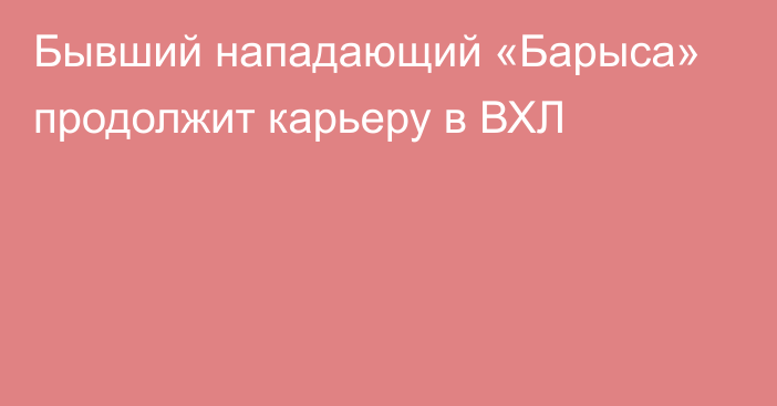 Бывший нападающий «Барыса» продолжит карьеру в ВХЛ