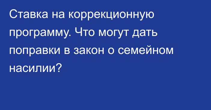 Ставка на коррекционную программу. Что могут дать поправки в закон о семейном насилии?