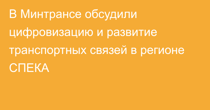 В Минтрансе обсудили цифровизацию и развитие транспортных связей в регионе СПЕКА