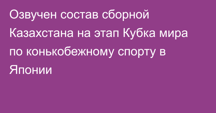 Озвучен состав сборной Казахстана на этап Кубка мира по конькобежному спорту в Японии