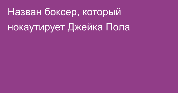 Назван боксер, который нокаутирует Джейка Пола