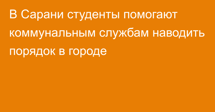 В Сарани студенты помогают коммунальным службам наводить порядок в городе