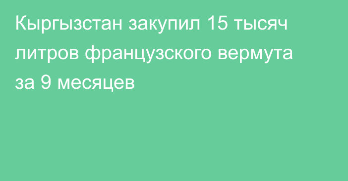 Кыргызстан закупил 15 тысяч литров французского вермута за 9 месяцев