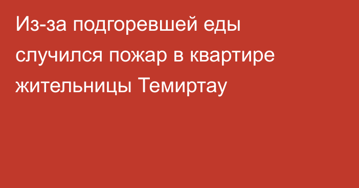 Из-за подгоревшей еды случился пожар в квартире жительницы Темиртау