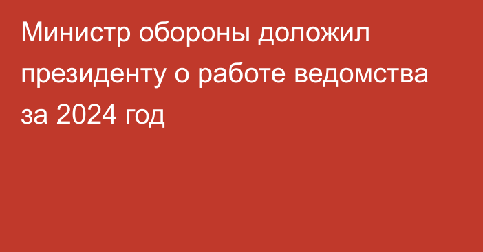 Министр обороны доложил президенту о работе ведомства за 2024 год