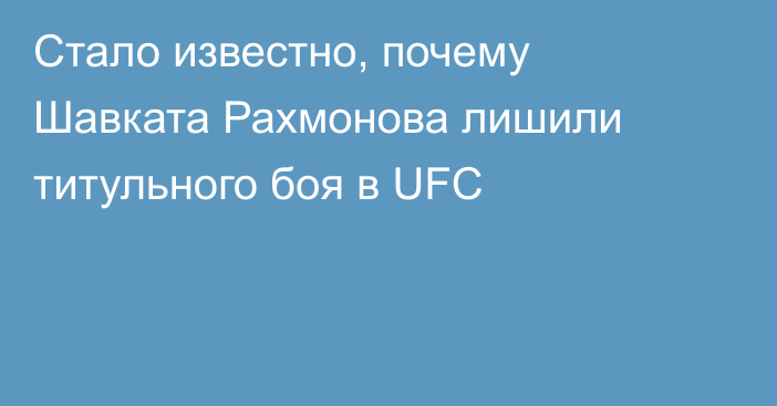 Стало известно, почему Шавката Рахмонова лишили титульного боя в UFC