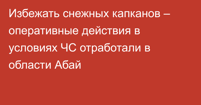 Избежать снежных капканов – оперативные действия в условиях ЧС отработали в области Абай