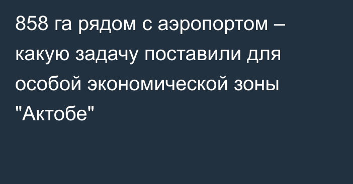 858 га рядом с аэропортом – какую задачу поставили для особой экономической зоны 