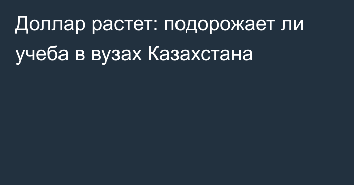 Доллар растет: подорожает ли учеба в вузах Казахстана