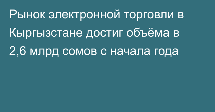 Рынок электронной торговли в Кыргызстане достиг объёма в 2,6 млрд сомов с начала года