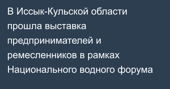 В Иссык-Кульской области прошла выставка предпринимателей и ремесленников в рамках Национального водного форума