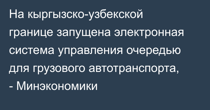 На кыргызско-узбекской границе запущена электронная система управления очередью для грузового автотранспорта, - Минэкономики 