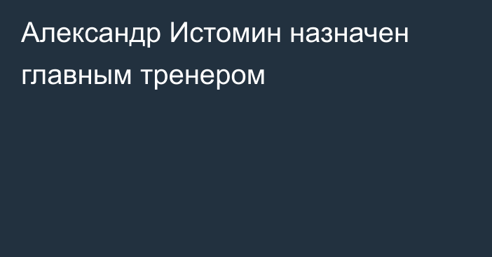 Александр Истомин назначен главным тренером