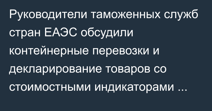 Руководители таможенных служб стран ЕАЭС обсудили контейнерные перевозки и декларирование товаров со стоимостными индикаторами риска