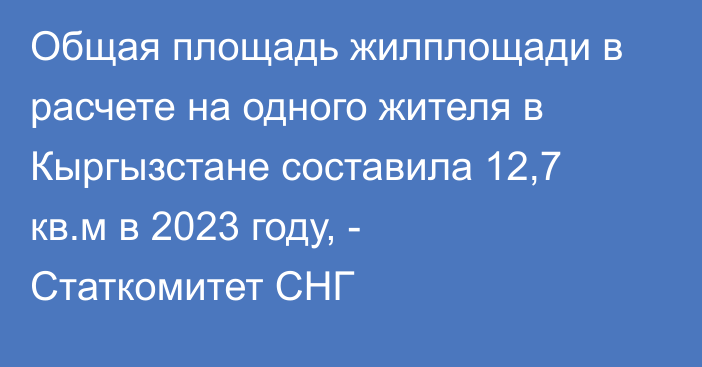 Общая площадь жилплощади в расчете на одного жителя в Кыргызстане составила 12,7 кв.м в 2023 году, - Статкомитет СНГ