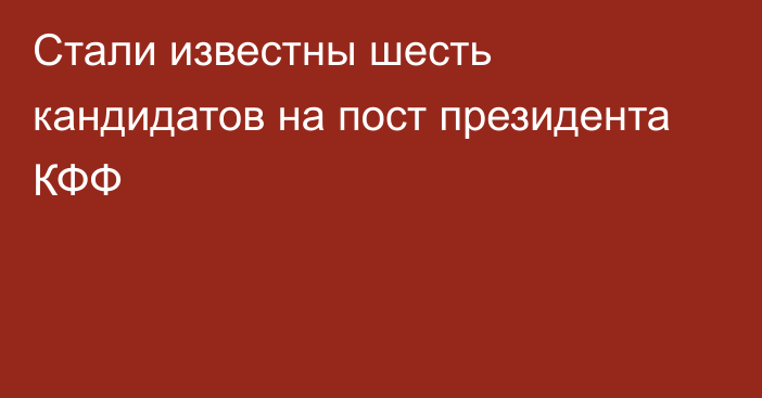 Стали известны шесть кандидатов на пост президента КФФ