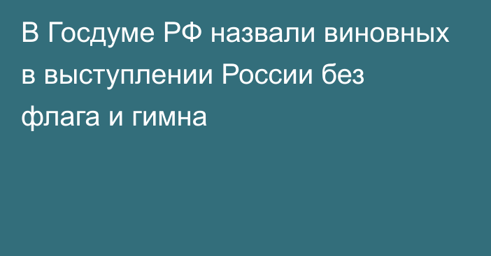 В Госдуме РФ назвали виновных в выступлении России без флага и гимна