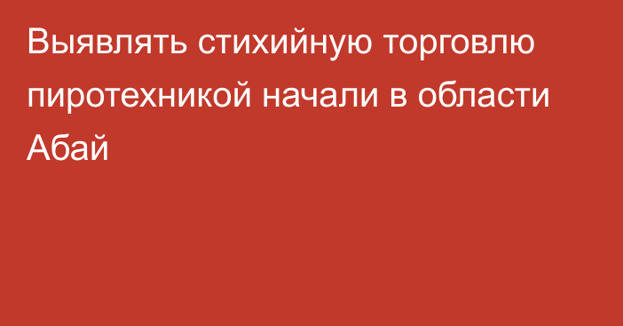 Выявлять стихийную торговлю пиротехникой начали в области Абай