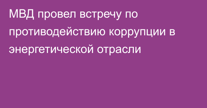 МВД провел встречу по противодействию коррупции в энергетической отрасли