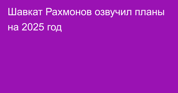 Шавкат Рахмонов озвучил планы на 2025 год