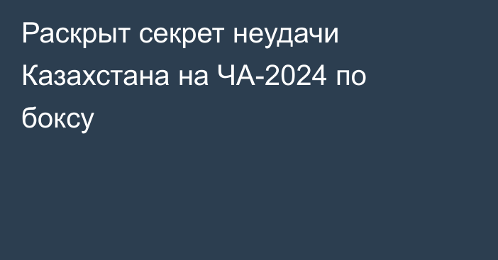 Раскрыт секрет неудачи Казахстана на ЧА-2024 по боксу