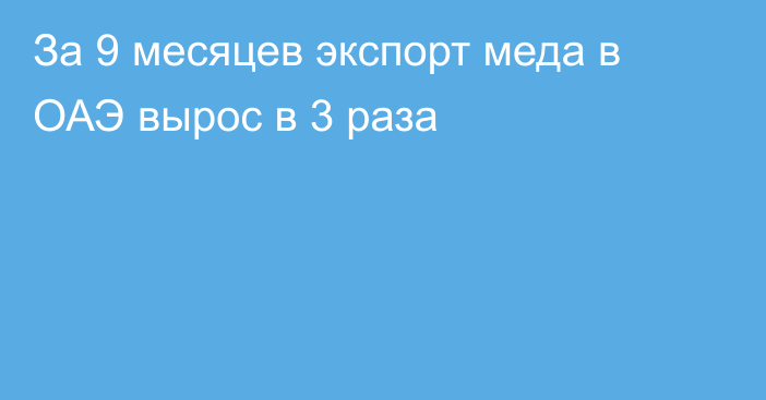 За 9 месяцев экспорт меда в ОАЭ вырос в 3 раза 