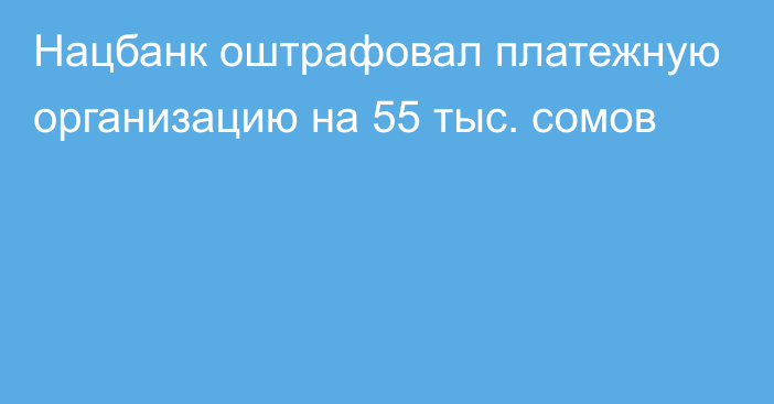 Нацбанк оштрафовал платежную организацию на 55 тыс. сомов