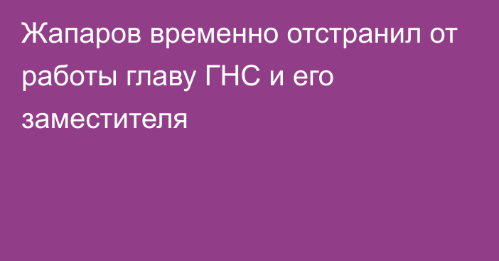 Жапаров временно отстранил от работы главу ГНС и его заместителя