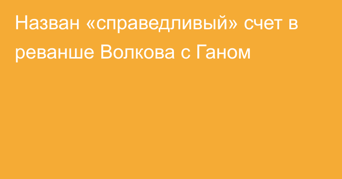 Назван «справедливый» счет в реванше Волкова с Ганом