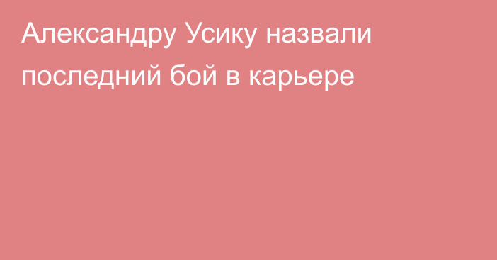 Александру Усику назвали последний бой в карьере