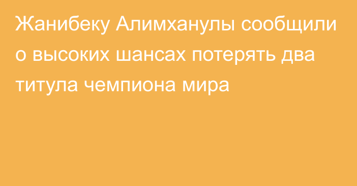 Жанибеку Алимханулы сообщили о высоких шансах потерять два титула чемпиона мира