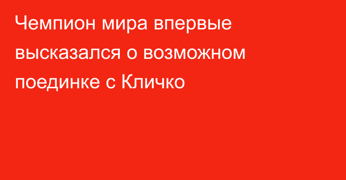 Чемпион мира впервые высказался о возможном поединке с Кличко