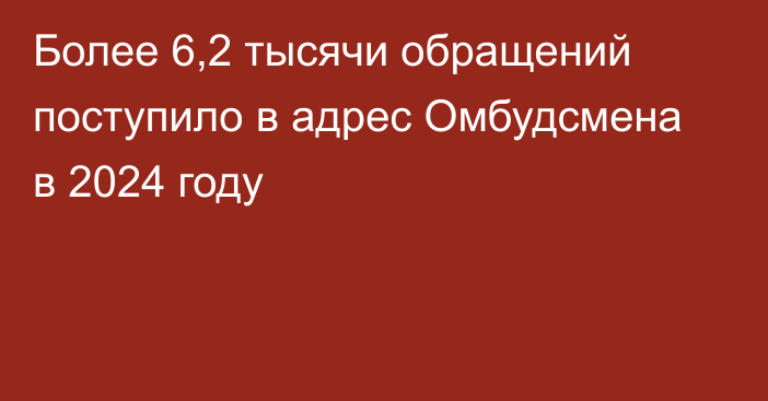 Более 6,2 тысячи обращений поступило в адрес Омбудсмена в 2024 году