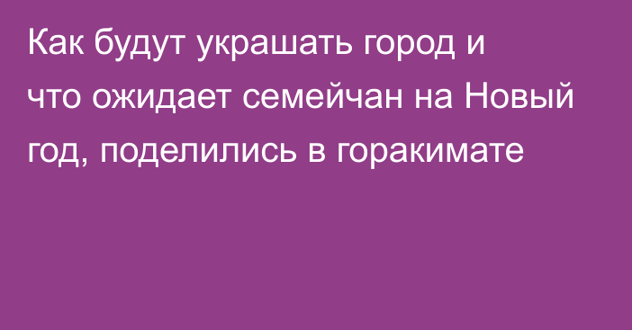 Как будут украшать город и что ожидает семейчан на Новый год, поделились в горакимате