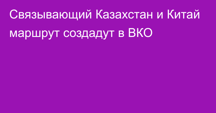 Связывающий Казахстан и Китай маршрут создадут в ВКО