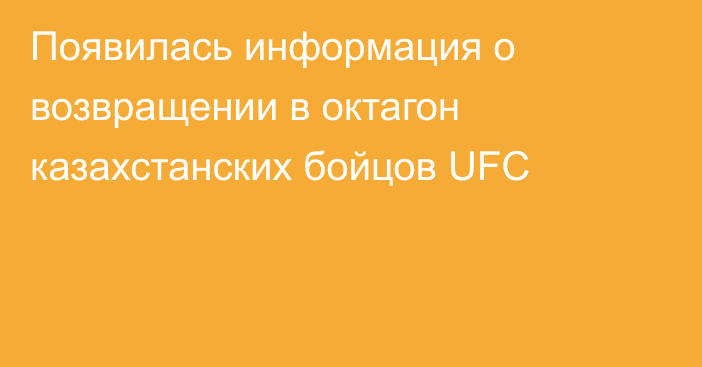 Появилась информация о возвращении в октагон казахстанских бойцов UFC