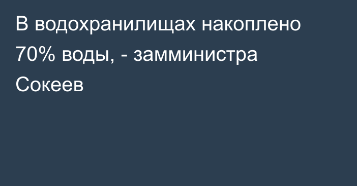 В водохранилищах накоплено 70% воды, - замминистра Сокеев