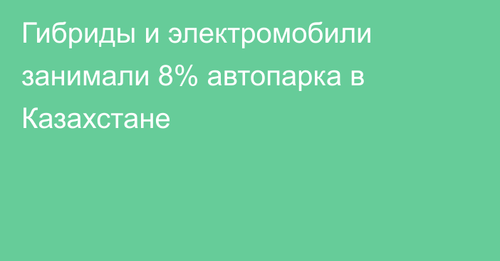 Гибриды и электромобили занимали 8% автопарка в Казахстане