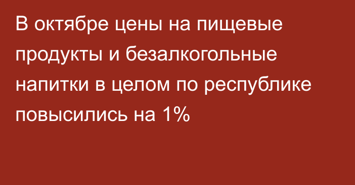 В октябре цены на пищевые продукты и безалкогольные напитки в целом по республике повысились на 1%