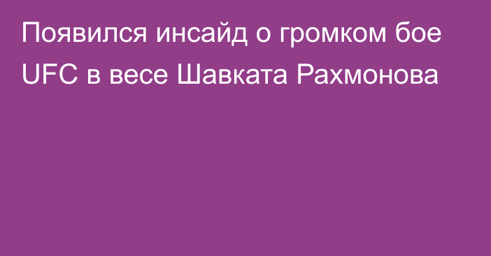 Появился инсайд о громком бое UFC в весе Шавката Рахмонова