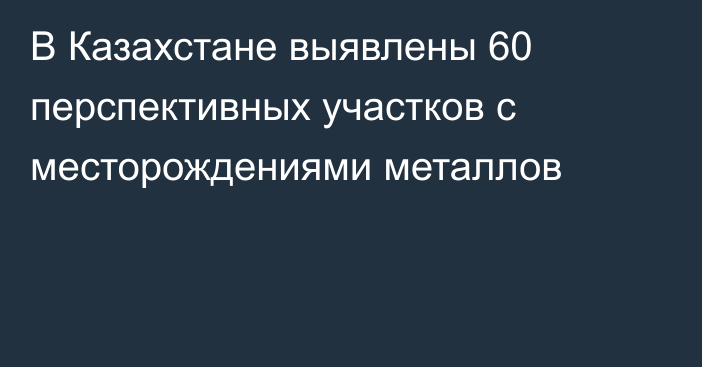 В Казахстане выявлены 60 перспективных участков с месторождениями металлов