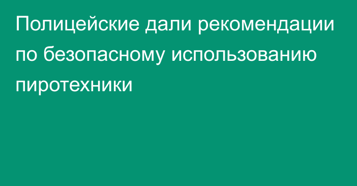 Полицейские дали рекомендации по безопасному использованию пиротехники