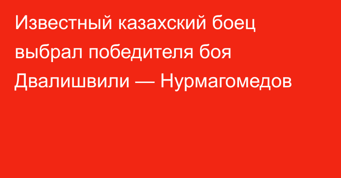 Известный казахский боец выбрал победителя боя Двалишвили — Нурмагомедов